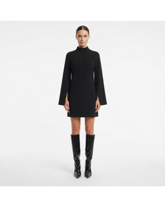 Moutaki High Neck Longsleeve Black Mini Φόρεμα