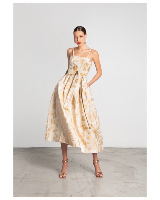 Moutaki Ecru/Gold Midi Φόρεμα