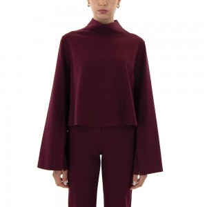 Moutaki Wide Longsleeve Μπλούζα & High Waist Tailored Παντελόνι Bordeaux