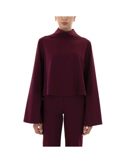 Moutaki Wide Longsleeve Μπλούζα & High Waist Tailored Παντελόνι Bordeaux