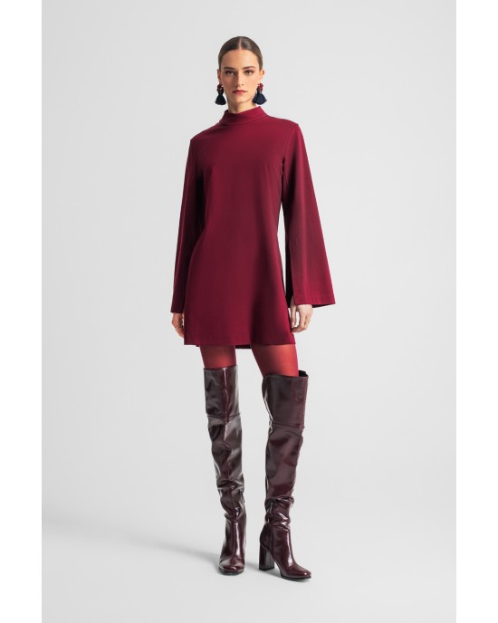 Moutaki Bordeaux Long Sleeve Mini Φόρεμα Moutaki Bordeaux Long Sleeve Mini Φόρεμα