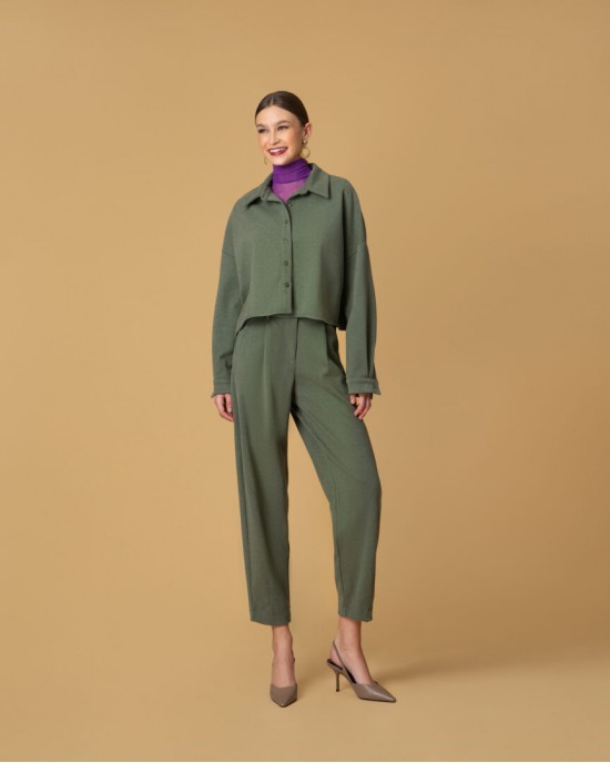 Moutaki Comfort Fit Khaki Crop Πουκάμισο & Παντελόνι Moutaki Comfort Fit Khaki Crop Πουκάμισο & Παντελόνι