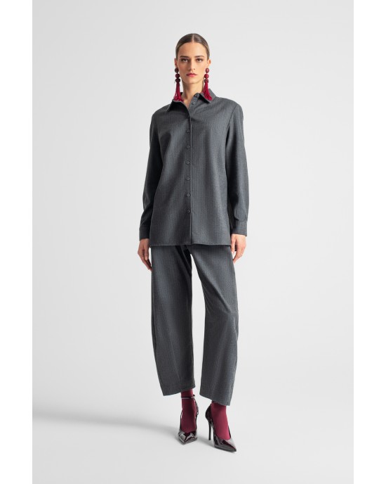 Moutaki Striped Grey Comfort Fit Πουκάμισο & Παντελόνι