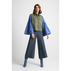 Moutaki Striped Chaki/Blue Πουκάμισο