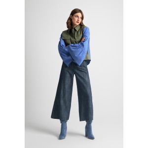 Moutaki Striped Chaki/Blue Πουκάμισο