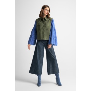 Moutaki Striped Chaki/Blue Πουκάμισο