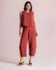 Moutaki Linen Sleeveless Chili Μπλούζα & Slouchy Παντελόνι