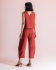 Moutaki Linen Sleeveless Chili Μπλούζα & Slouchy Παντελόνι