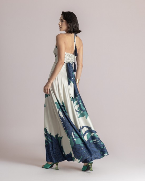 Moutaki Satin Print Wrap Top & Maxi Φούστα