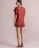 Moutaki Linen Loose Fit Chili Μπλούζα