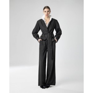 Moutaki Pinstripe Cropped Wrap Σακάκι
