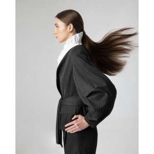 Moutaki Pinstripe Cropped Wrap Σακάκι