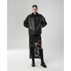 Moutaki Double-Layer Shoulder Effect Black Τζάκετ