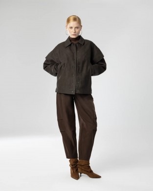 Moutaki Double-Layer Shoulder Effect Brown Τζάκετ