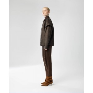Moutaki Double-Layer Shoulder Effect Brown Τζάκετ