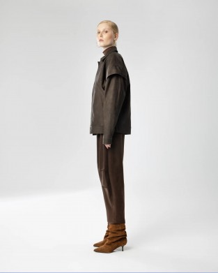 Moutaki Double-Layer Shoulder Effect Brown Τζάκετ