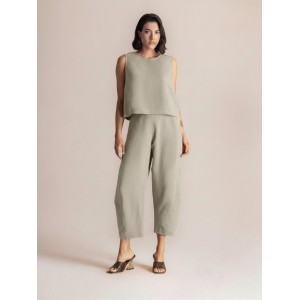 Moutaki Chaki Sleeveless Top & Slouchy Παντελόνι