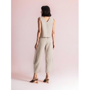 Moutaki Chaki Sleeveless Top & Slouchy Παντελόνι