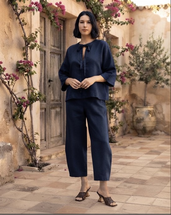 Moutaki Linen Navy Tunic/Μπλούζα