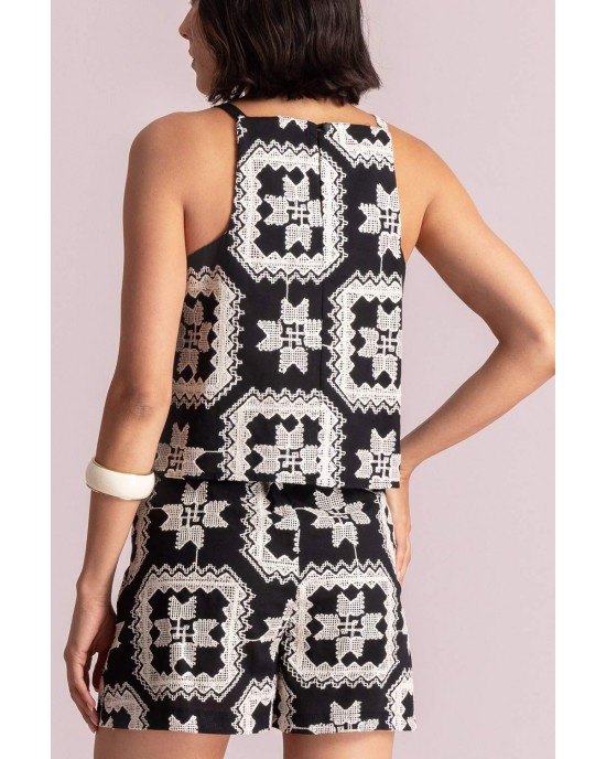 Moutaki Ethnic Embroidered Set Τοπ & Σόρτς