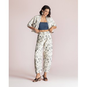 Moutaki Embroidered Denim Set Cropped Kimono & Slouchy Παντελόνι