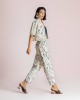Moutaki Embroidered Denim Set Cropped Kimono & Slouchy Παντελόνι