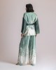Moutaki Satin Green Print Kimono & Παντελόνα