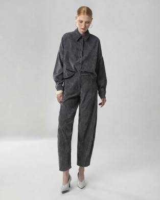 Moutaki Corduroy Loose-Fit Set Carbon Πουκάμισο & Παντελόνι