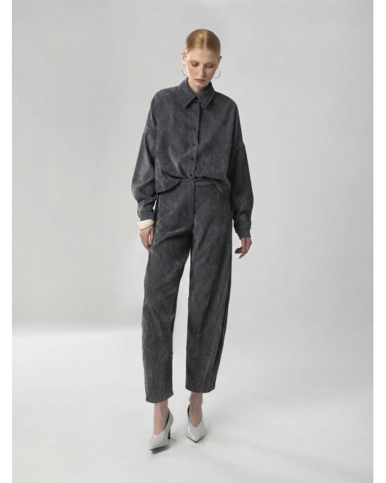 Moutaki Corduroy Loose-Fit Set Carbon Πουκάμισο & Παντελόνι
