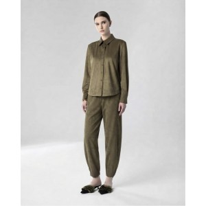 Moutaki Suede Total Look Chaki Πουκάμισο & Slouchy Παντελόνι