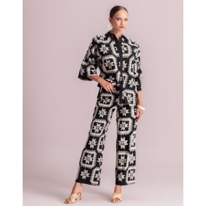 Moutaki Ethnic Embroidered Set Πουκάμισο & Παντελόνι