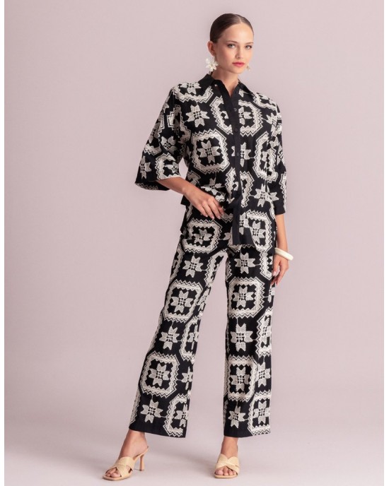 Moutaki Ethnic Embroidered Set Πουκάμισο & Παντελόνι