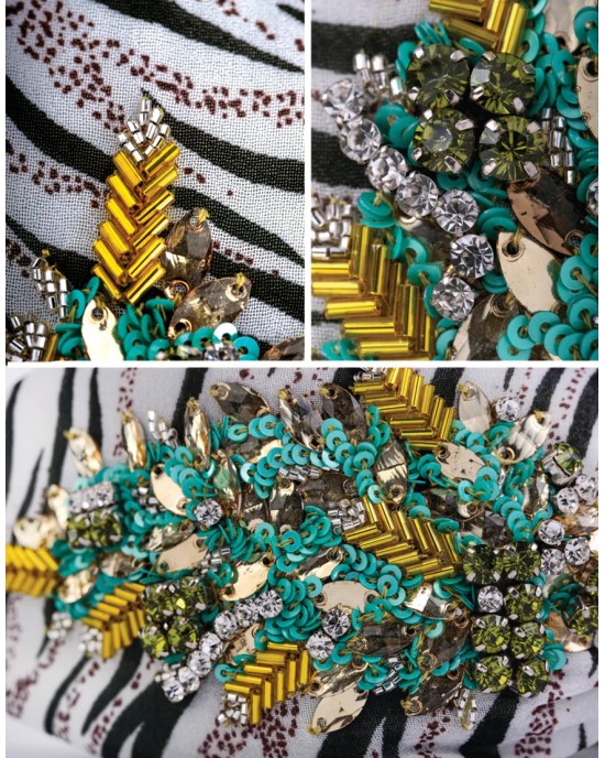 NamJosh Bejeweled Beaded Tiger Print Στέκα Μαλλιών