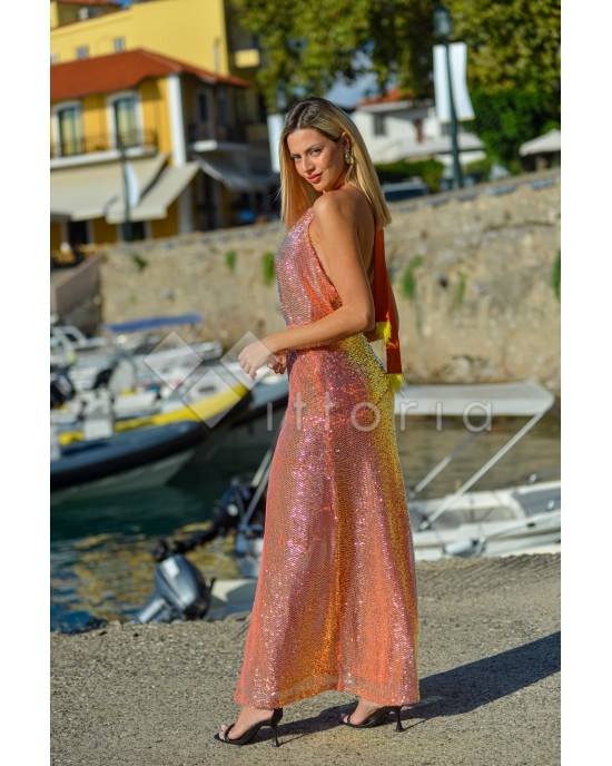 Nazezhda Limited Edition Gown Maxi Φόρεμα In Iridium Orange 