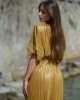 Nazezhda Plisse Set Crop Top & Παντελόνι Gold