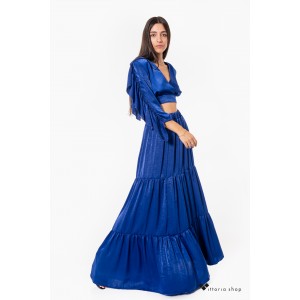 Nazezhda Σετ Μπλούζα Με Βάτες & Μακρυά Φούστα Μπλε