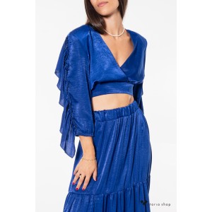 Nazezhda Σετ Μπλούζα Με Βάτες & Μακρυά Φούστα Μπλε