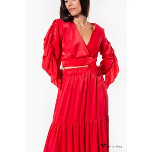 Nazezhda Σετ Μπλούζα Με Βάτες & Μακρυά Φούστα Κόκκινο