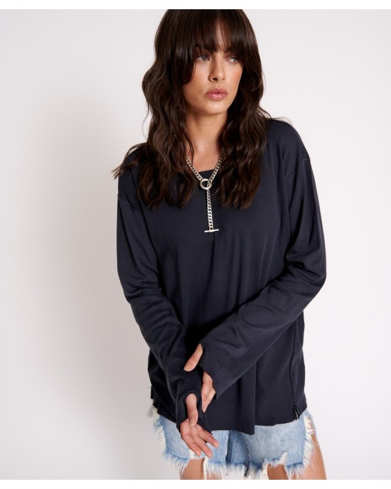 Oneteaspoon Jagger Boyfriend Long Sleeve Black Μπλούζα