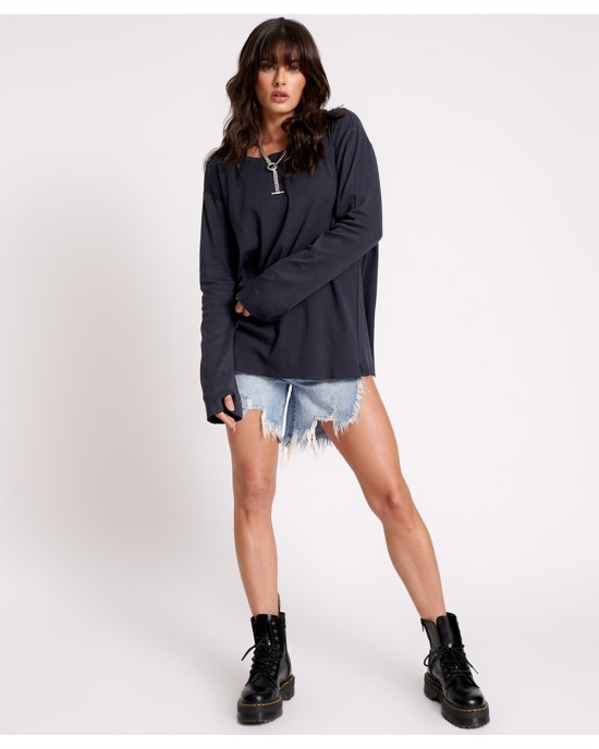 Oneteaspoon Jagger Boyfriend Long Sleeve Black Μπλούζα