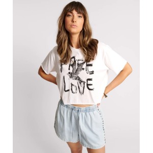 Oneteaspoon Free Love Cropped Μπλούζα White