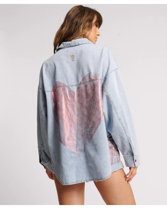 Oneteaspoon Red Devil Heart Daria Denim Πουκάμισο