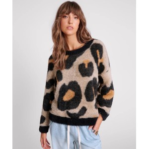 Oneteaspoon Fluffy Leopard Batwing Tan Πουλόβερ