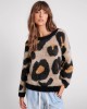 Oneteaspoon Fluffy Leopard Batwing Tan Πουλόβερ