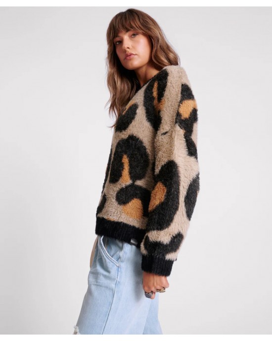 Oneteaspoon Fluffy Leopard Batwing Tan Πουλόβερ