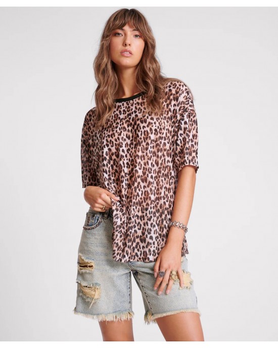 Oneteaspoon Printed Mesh Tee Animal Μπλούζα