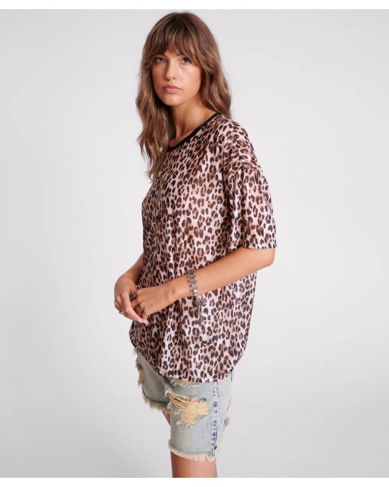 Oneteaspoon Printed Mesh Tee Animal Μπλούζα