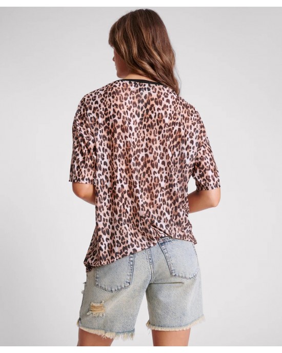 Oneteaspoon Printed Mesh Tee Animal Μπλούζα