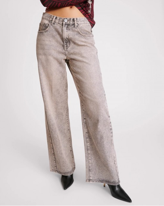 Oneteaspoon Dusty Smoke Jackson Mid Waist Wide Leg Τζιν Παντελόνι