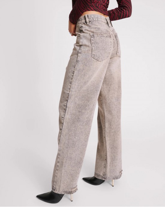 Oneteaspoon Dusty Smoke Jackson Mid Waist Wide Leg Τζιν Παντελόνι